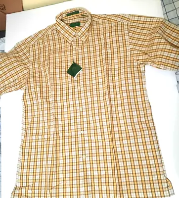 Carven Monsieur L Large Short Sleeve Button Shirt Yellow Plaid New • $27.99