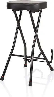 Foldable Guitar Stool With Padded Seat And Rear Mounted Guitar Hanger; (GFW-GTRS • $101.99