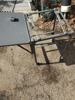 Vintage Metal Typewriter Folding Table Stand With Wheels Rolling Office Cart • $90.24