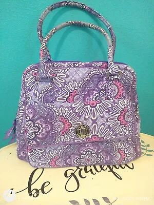 Vera Bradley Lilac Tapestry Turnlock Satchel Large Bowler Style Shoulder Bag • $49.99