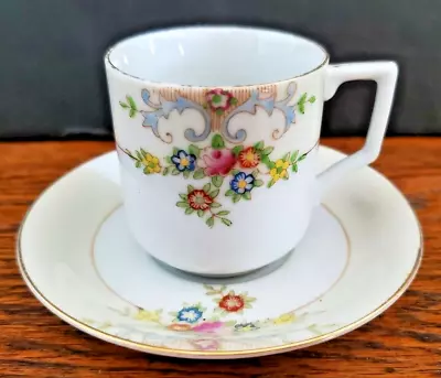 Vintage Miniature Occupied Japan Tea Cup & Saucer White With Floral Design • $12.99