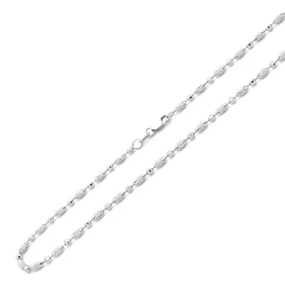 Men Women 14K White Gold Chain 3mm Bead Chain Necklace • $447.99