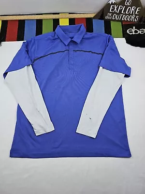 STAINED Nike Mens Longsleeve Polo Golf Shirt Size XL Color Blue Dri Fit Rugby  • $16