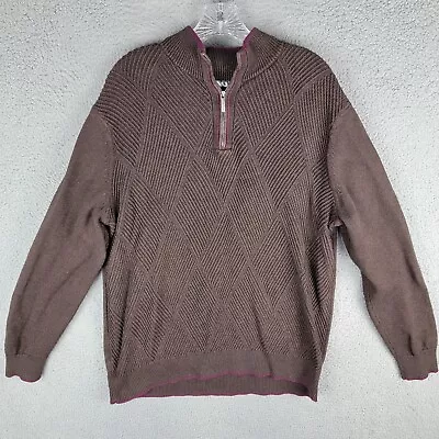 Tommy Bahama Men’s 1/4 Zip Brown Sweater Cotton/Cashmere Blend Size Large • $16.05