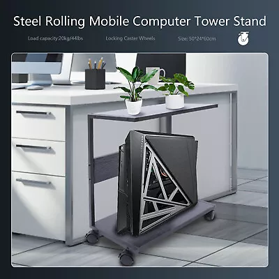 2-Tier Mobile Computer Tower Stand Free Standing Under Desk PC CPU Stand Holder  • $43