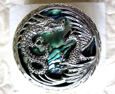 Silver Dragon & Phoenix Abalone Ring / Size 7 / 925 Sterling Silver / 15.2 Grams • $56.99