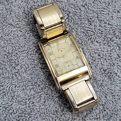 Vintage Lord Elgin W 14k Gold Filled MANUAL HANDWIND Watch GOLD STRETCH BAND • $149