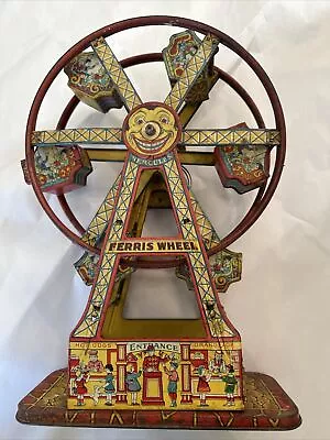 Vintage **J.CHEIN HERCULES FERRIS WHEEL Wind Up Lithograph Toy *GREAT GRAPHICS! • $99.99