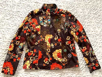 Chico's Jacket Floral Cotton Blend Long Sleeve Blazer Top Zip Front Size 0 Small • $4.99