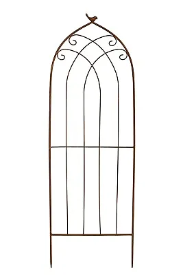 Garden Trellis Wall Climbing Plant Support Metal Frame Rust Effect Perching Bird • £22.98