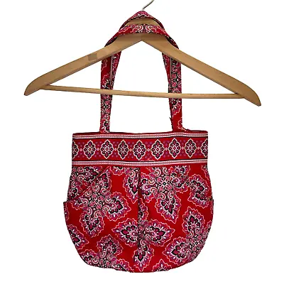 VERA BRADLEY Morgan Purse Handbag Frankly Scarlet Double Handle Red Satchel • $18