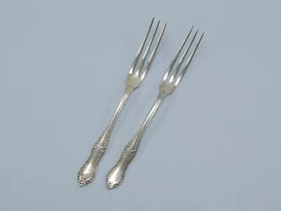 Set Of 2 N. F. Silver Co. 1877 Cocktail Forks Silverplate Beaded Colonial 1896 • $12.95