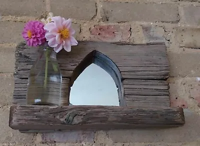 £16 • Buy  Handmade, Driftwood Gothic Arched Mirror, With Shelf.