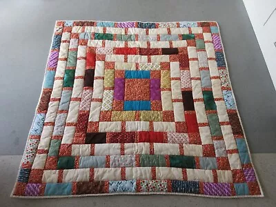Quilted Patchwork Throw Blanket Play Mat Handmade Multicoloured 131cm 51  • £50