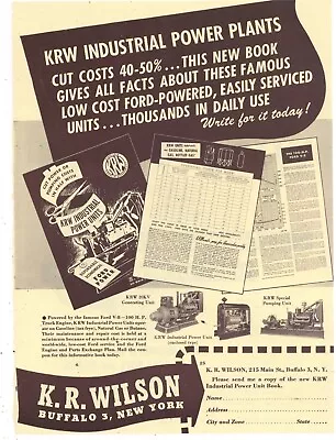 1947 K.R. Wilson Co. Ad: Ford Industrial Power Units Engines - Buffalo New York • $17.76