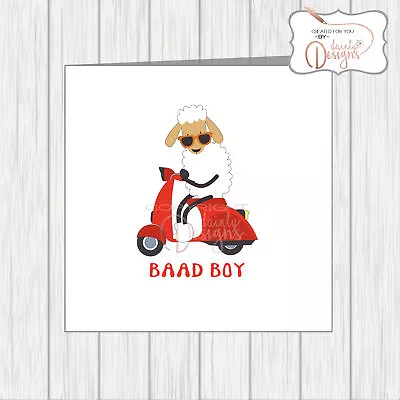 Funny Humorous Sheep On Scooter Blank Greetings Card Bad Boy Vespa Lambretta MOD • £3.25