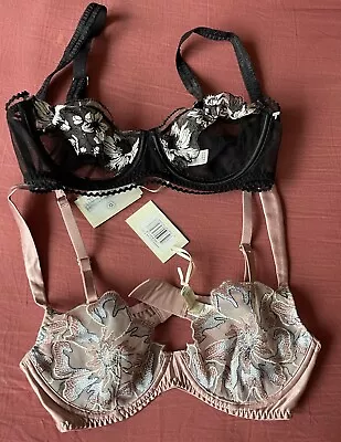 BNWT Myla Camellia Court Floral & Warren Mews Bra Size: 32B RRP : £125 (X2) • £33