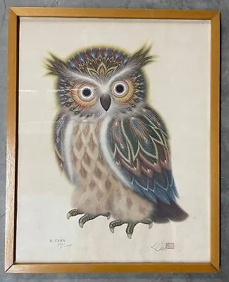 Vintage Owl Print K Chin Lithograph Signed Numbered Limited Edition 632/5000 Art • $239.20