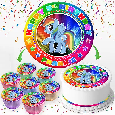 My Little Pony Birthday Personalised Edible Cake Topper & Cupcakes Iv025 • £5.09