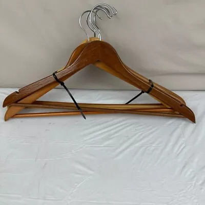 WOODEN Suit Hangers With Wooden Trouser Bar 5 Hangers • $9.99