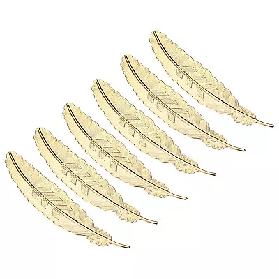 6pcs Metal Feather Bookmarks Book Marks Page Markers Gift For Book Lovers Gold • £6.24