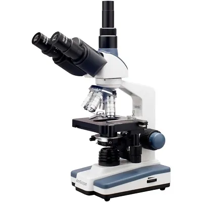 AmScope 40X-2500X LED Lab Trinocular Compound Microscope W 3D 2-Layer Mech Stage • $353.99