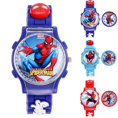 $11.29 • Buy Kids Spiderman Wrist Watch Rotation Flip Adjustable Strap Watches Boy Girl Gifts