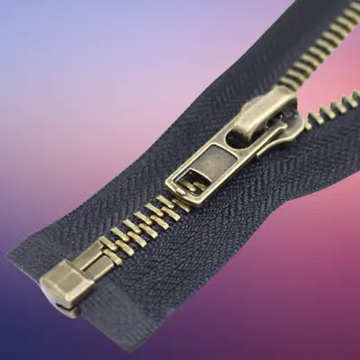 Brass Separating Jacket Zipper Y Teeth Metal Crafts Heavy Duty Coat Zip 28 Inch • $16.49