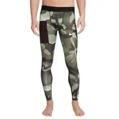 XXL Nike Pro Dri-Fit Compression Tights Mens Base Camo Green Tech Pocket NWT • $38