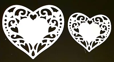  6 Decorative Lace Heart Die Cut Shapes Card Making Paper Crafts Scrapbooking  • £2.98