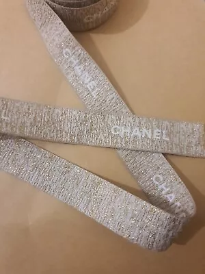 Chanel Metallic Glitter Ribbon L 92cm W 2cm Authentic Used Once Diy Gift • £1.99