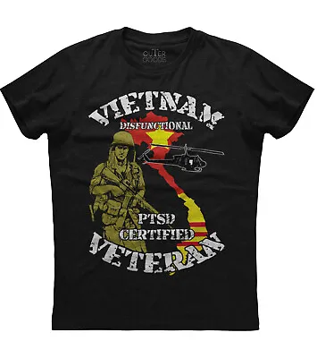 Vietnam Veteran PTSD Certified Mens Short Sleeve New Cotton Black T-shirt • $17.95