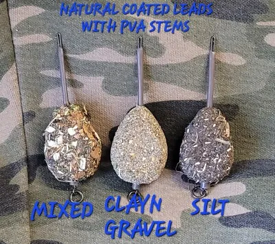 5 X Natural Coated Inline Leads With 5 X 85mm Pva Bag Stems • £12.98