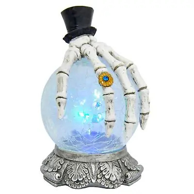 £23.99 • Buy Crackle Glass Ball Light Up Halloween Decoration Skeleton Hand Colour LED 20cm