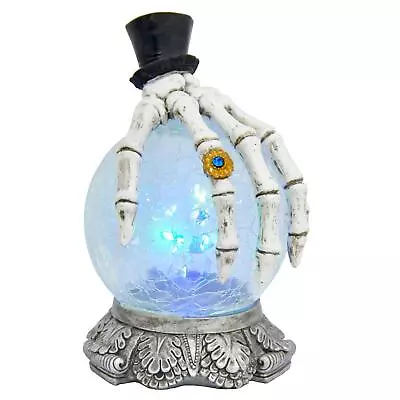 £23.99 • Buy Crackle Glass Ball Light Up Halloween Decoration Skeleton Hand Colour LED 20cm