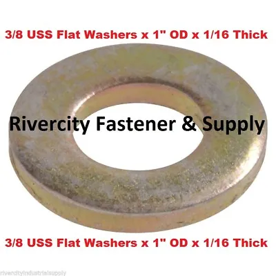 3/8 Inch Grade 8 USS Flat Washers 3/8  Thru Hardened Washer Yellow Zinc Finish • $8.88