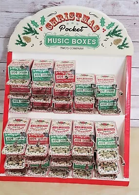 Lot Of 28 New Two's Company Christmas Pocket Music Boxes With Display Case • $140