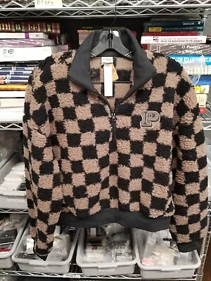 Victoria's Secret Cozy Fleece Half-Zip Pullover 11234617 Sz Sm - Checkered Print • $33.02