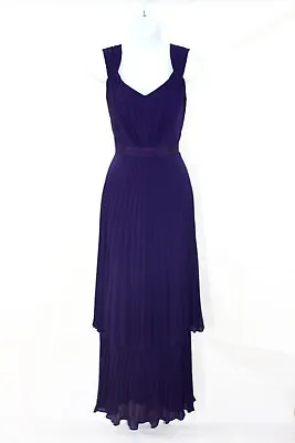 £69.99 • Buy HOBBs Invitation Purple Sabine Pleated Special Occasion Maxi Dress Uk 12