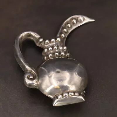 VTG Sterling Silver - MEXICO Tussie Mussie Vase Jug Brooch Pin - 16g • $2.99