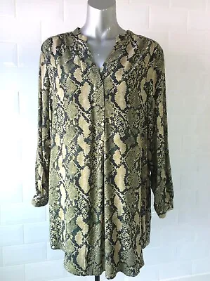 £15 • Buy New Size 8 H&m 36 Dark Green Brown Snakeskin Print Tunic Blouse Python Spring