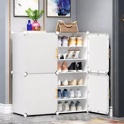 Shoe Cabinet Rack Storage Organizer 1/2/3/4 Cubes Cupboard Footwear Stand Unit • £15.95