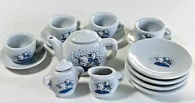 Goose Duck Design Miniature Doll Ceramic China Tea Set Teapot 4 Cups & Saucers • $15.98