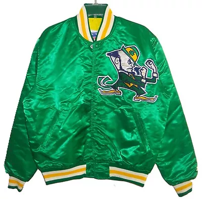 VINTAGE 90's NOTRE DAME FIGHTING IRISH STARTER THROWBACK SATIN JACKET SIZE L • $259.99