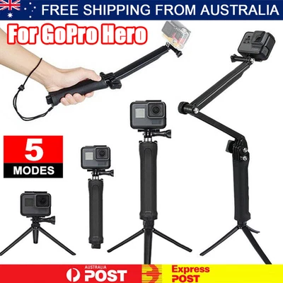 $12.89 • Buy 3 Way Waterproof Selfie Stick Tripod Monopod Pole Mount For GoPro Hero 9 8 7 6 5