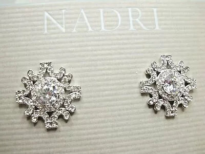 Nadri Lacy Post Rhodium Plated CZ Crystals Earrings NEW Authentic Signed • $59