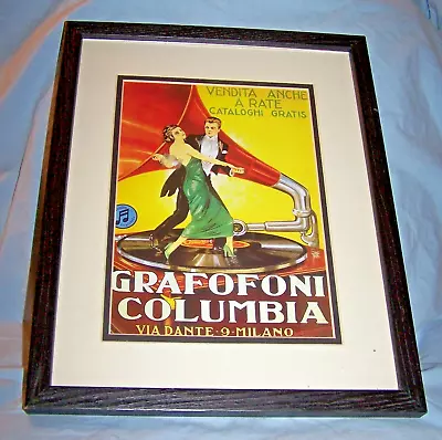 Pro Framed Double Matted Grafofoni Columbia Via Dante 9 Milano Picture • $30