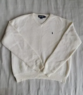 Polo Golf Alpaca Sweater Mens L Pullover White V Neck Soft Casual Preppy Dad EUC • $63