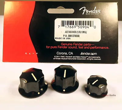 $10.93 • Buy Genuine Fender Black Jazz/J Bass Replacement Skirted Control Knobs - Set Of 3