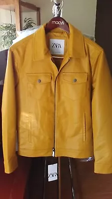 Zara Mustard Yellow Zippered Trucker Jacket Men's Size Small • $199.99